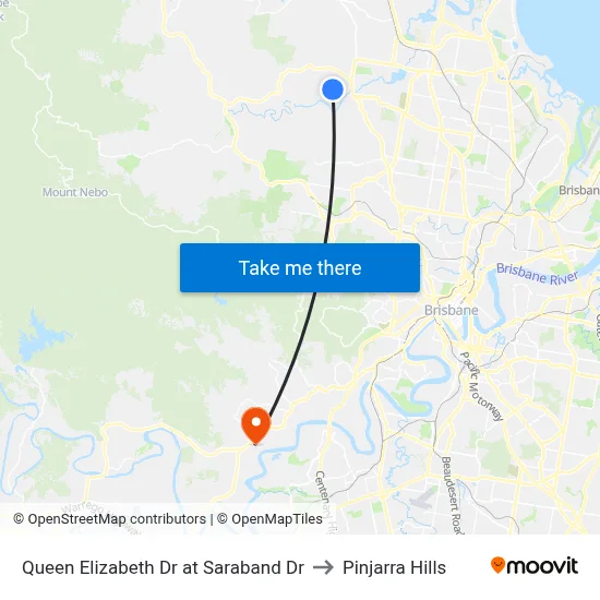 Queen Elizabeth Dr at Saraband Dr to Pinjarra Hills map