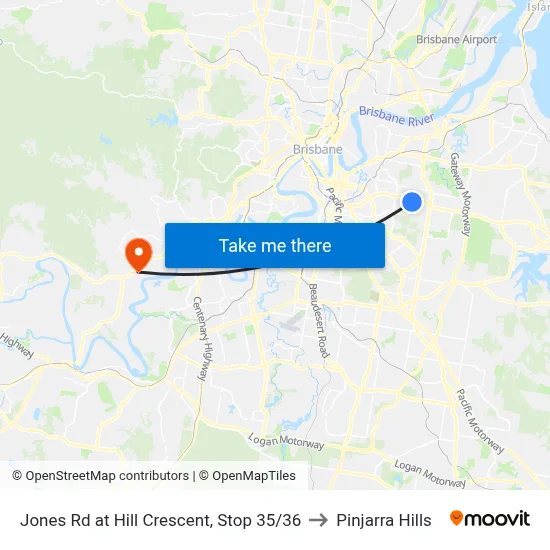 Jones Rd at Hill Crescent, Stop 35/36 to Pinjarra Hills map