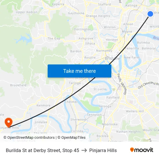 Burilda St at Derby Street, Stop 45 to Pinjarra Hills map
