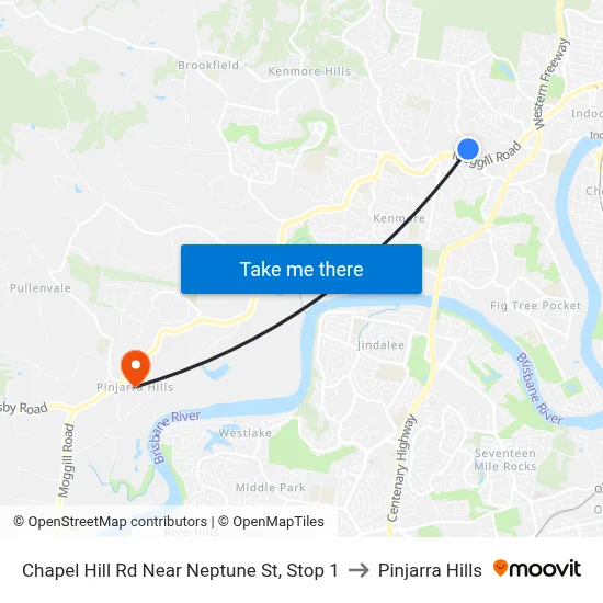 Chapel Hill Rd Near Neptune St, Stop 1 to Pinjarra Hills map