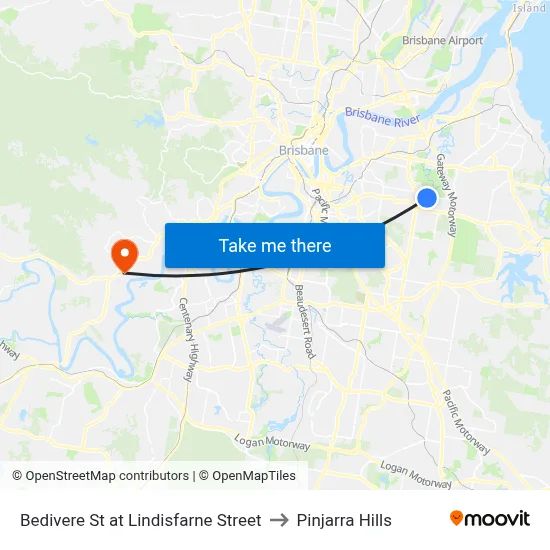 Bedivere St at Lindisfarne Street to Pinjarra Hills map