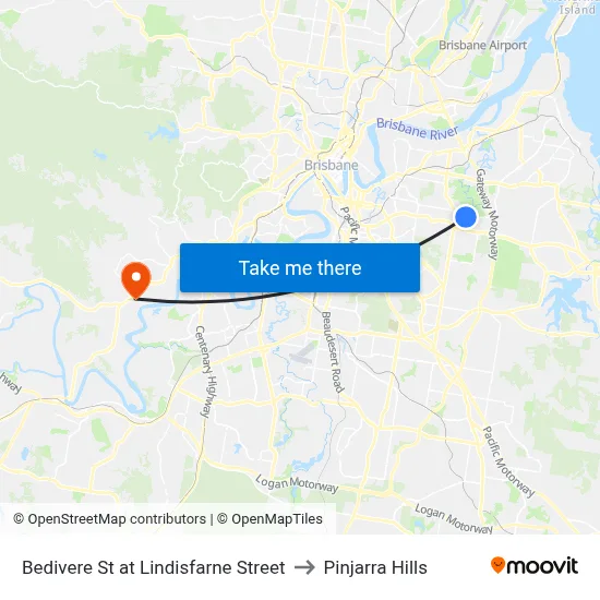 Bedivere St at Lindisfarne Street to Pinjarra Hills map