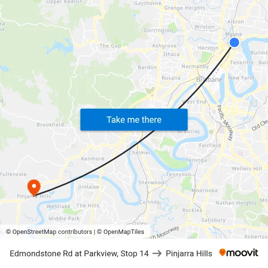 Edmondstone Rd at Parkview, Stop 14 to Pinjarra Hills map