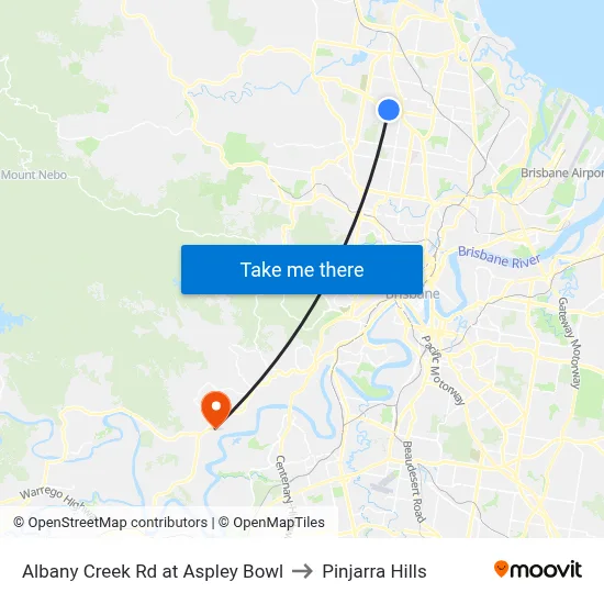 Albany Creek Rd at Aspley Bowl to Pinjarra Hills map
