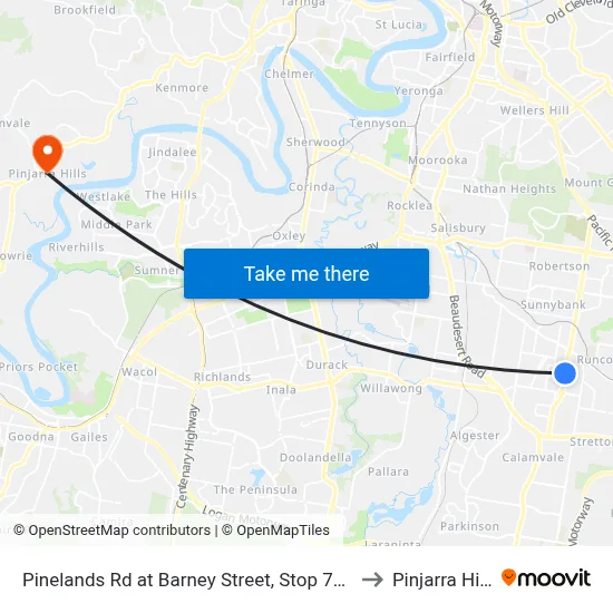 Pinelands Rd at Barney Street, Stop 70/71 to Pinjarra Hills map