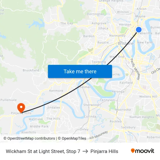Wickham St at Light Street, Stop 7 to Pinjarra Hills map