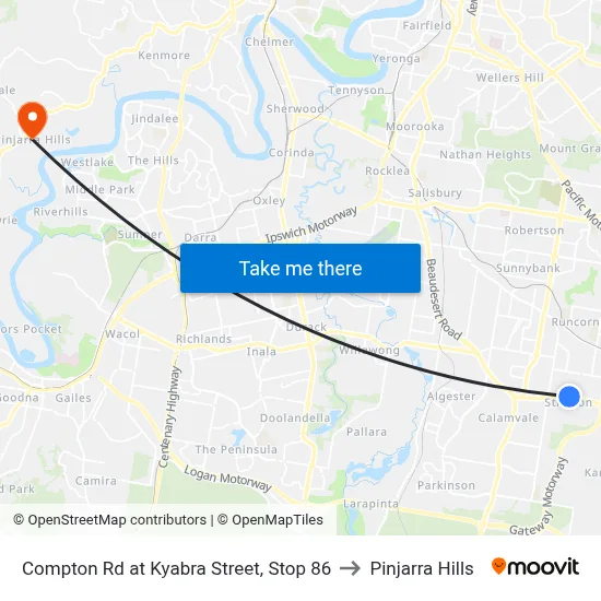 Compton Rd at Kyabra Street, Stop 86 to Pinjarra Hills map