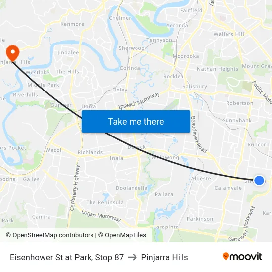 Eisenhower St at Park, Stop 87 to Pinjarra Hills map