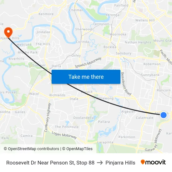 Roosevelt Dr Near Penson St, Stop 88 to Pinjarra Hills map