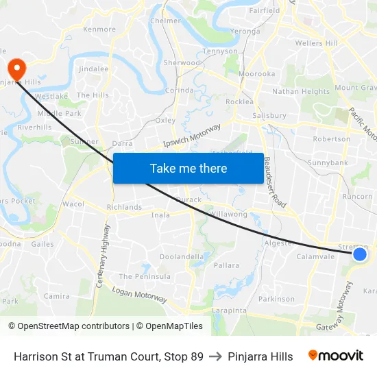 Harrison St at Truman Court, Stop 89 to Pinjarra Hills map