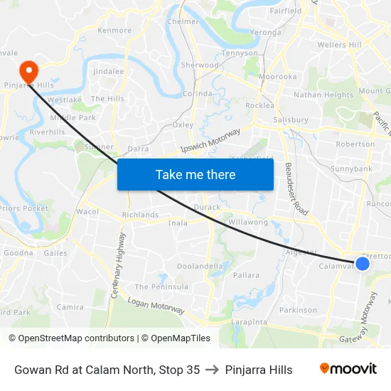 Gowan Rd at Calam North, Stop 35 to Pinjarra Hills map