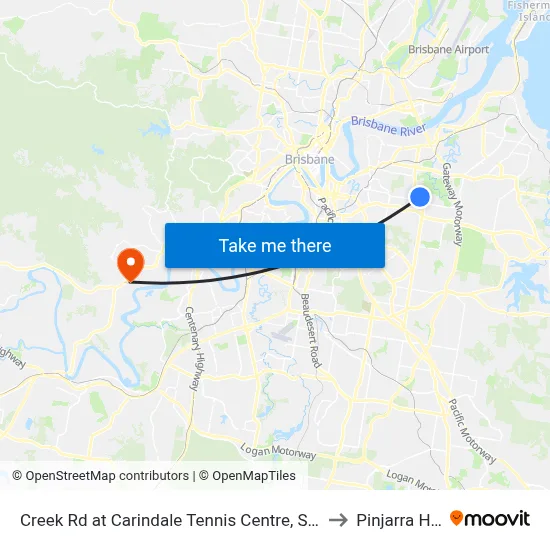 Creek Rd at Carindale Tennis Centre, Stop 46 to Pinjarra Hills map