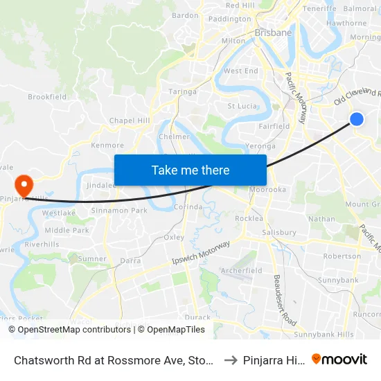 Chatsworth Rd at Rossmore Ave, Stop 32 to Pinjarra Hills map