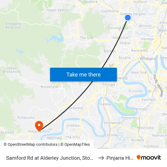 Samford Rd at Alderley Junction, Stop 26 to Pinjarra Hills map