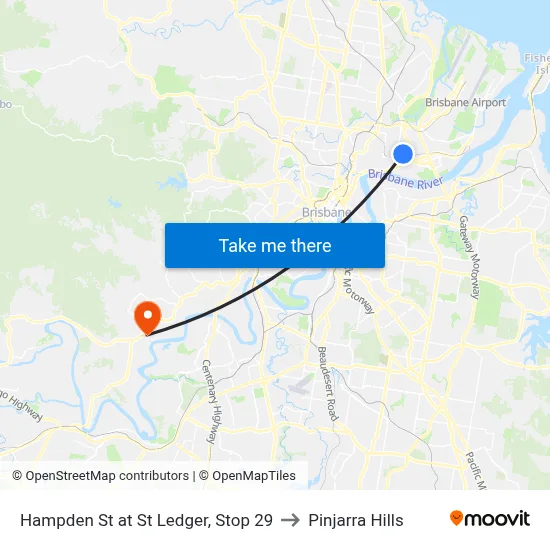 Hampden St at St Ledger, Stop 29 to Pinjarra Hills map