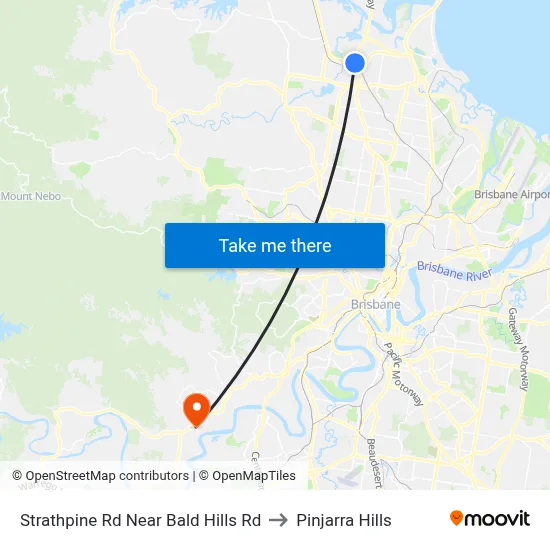Strathpine Rd Near Bald Hills Rd to Pinjarra Hills map