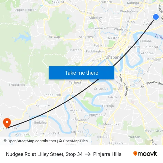 Nudgee Rd at Lilley Street, Stop 34 to Pinjarra Hills map