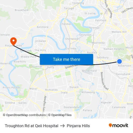 Troughton Rd at Qeii Hospital to Pinjarra Hills map