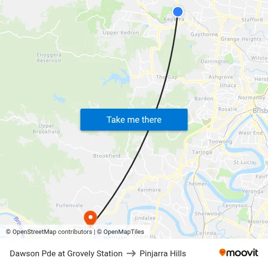 Dawson Pde at Grovely Station to Pinjarra Hills map