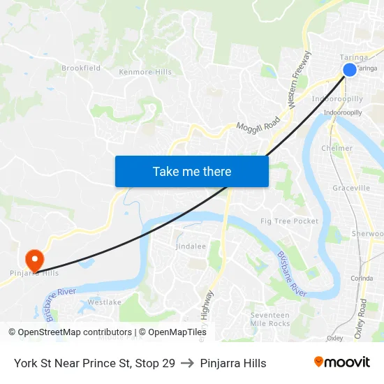 York St Near Prince St, Stop 29 to Pinjarra Hills map