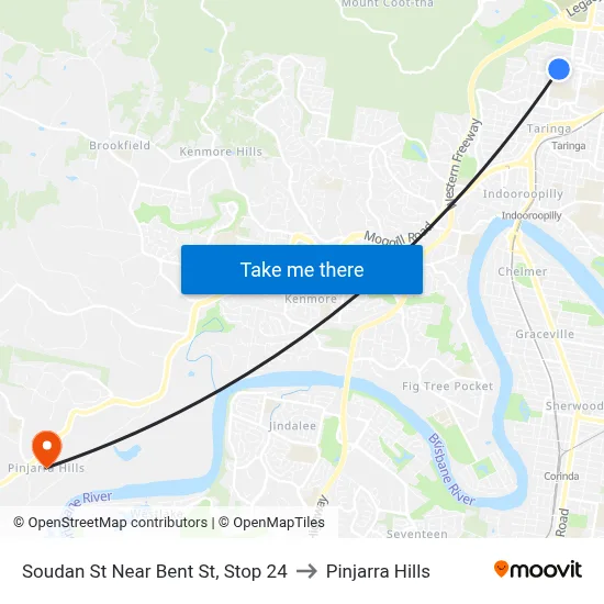Soudan St Near Bent St, Stop 24 to Pinjarra Hills map