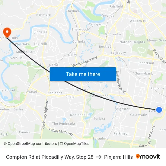 Compton Rd at Piccadilly Way, Stop 28 to Pinjarra Hills map