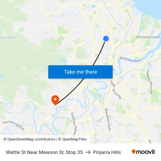 Wattle St Near Mawson St, Stop 35 to Pinjarra Hills map