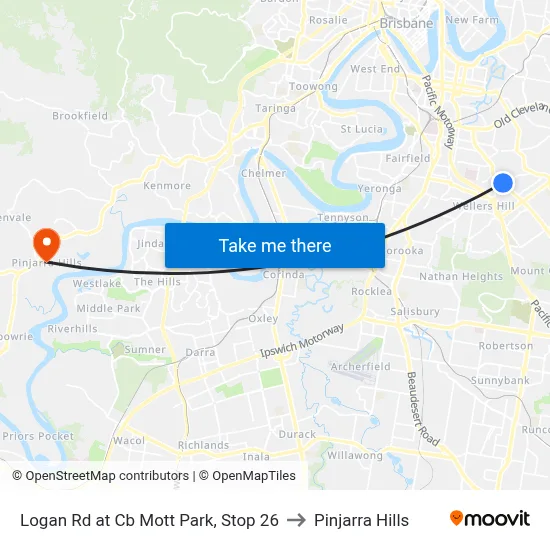 Logan Rd at Cb Mott Park, Stop 26 to Pinjarra Hills map