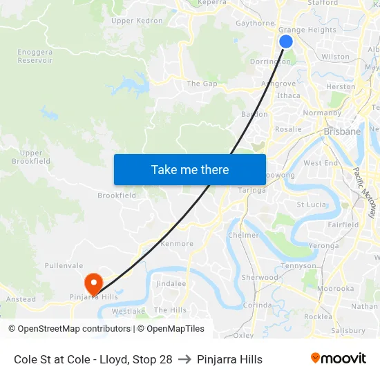 Cole St at Cole - Lloyd, Stop 28 to Pinjarra Hills map