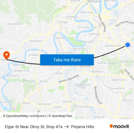 Elgar St Near Olroy St, Stop 47a to Pinjarra Hills map