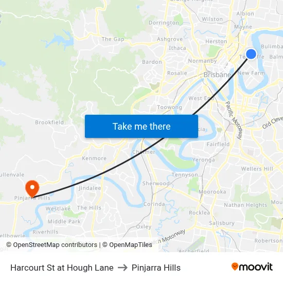 Harcourt St at Hough Lane to Pinjarra Hills map
