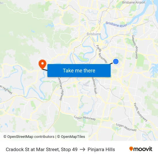 Cradock St at Mar Street, Stop 49 to Pinjarra Hills map