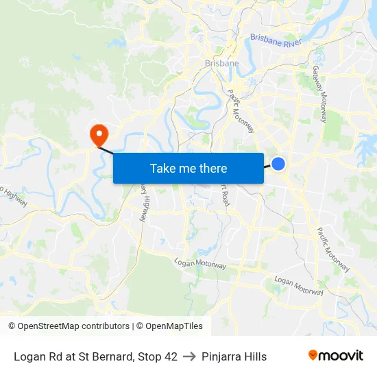 Logan Rd at St Bernard, Stop 42 to Pinjarra Hills map