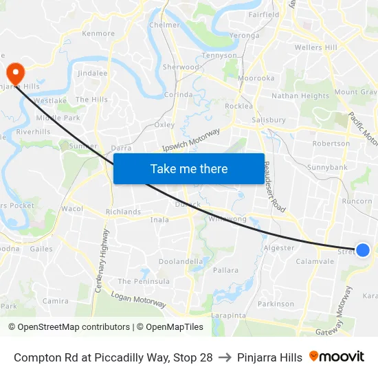 Compton Rd at Piccadilly Way, Stop 28 to Pinjarra Hills map
