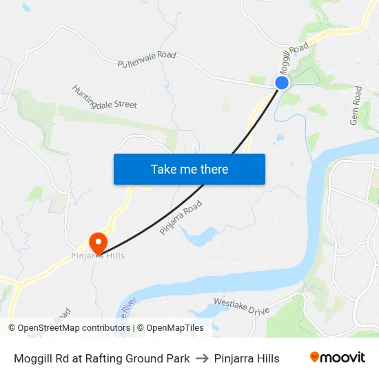 Moggill Rd at Rafting Ground Park to Pinjarra Hills map