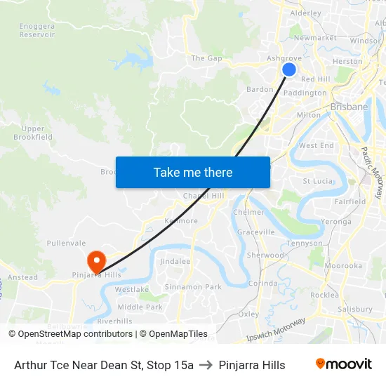 Arthur Tce Near Dean St, Stop 15a to Pinjarra Hills map
