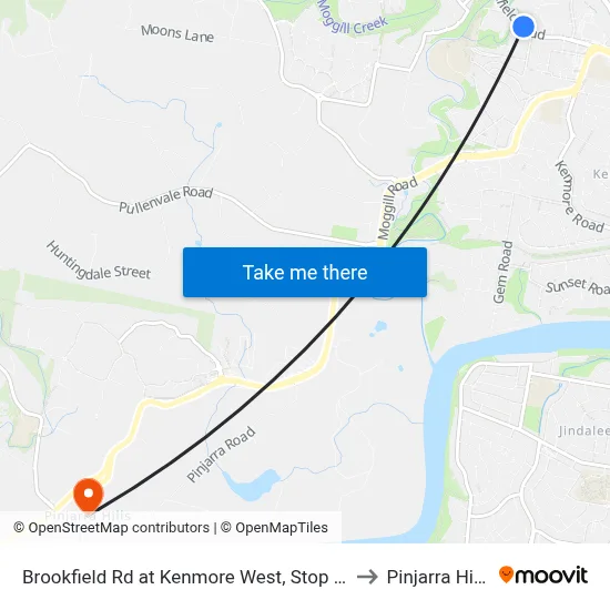 Brookfield Rd at Kenmore West, Stop 37 to Pinjarra Hills map
