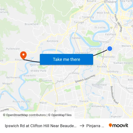 Ipswich Rd at Clifton Hill Near Beaudesert Rd to Pinjarra Hills map