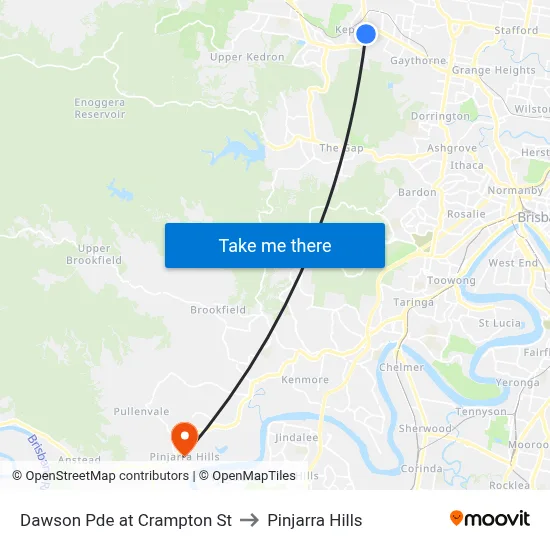 Dawson Pde at Crampton St to Pinjarra Hills map