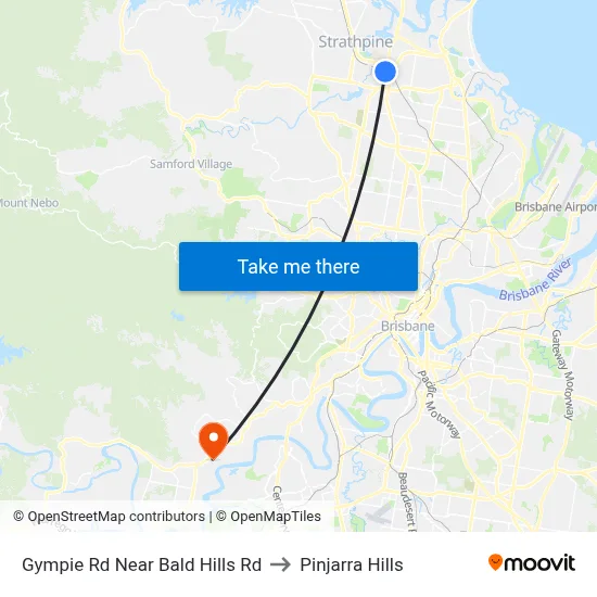 Gympie Rd Near Bald Hills Rd to Pinjarra Hills map