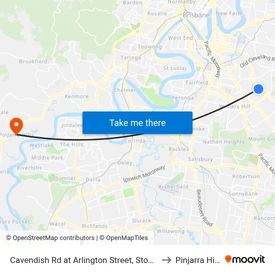 Cavendish Rd at Arlington Street, Stop 37 to Pinjarra Hills map