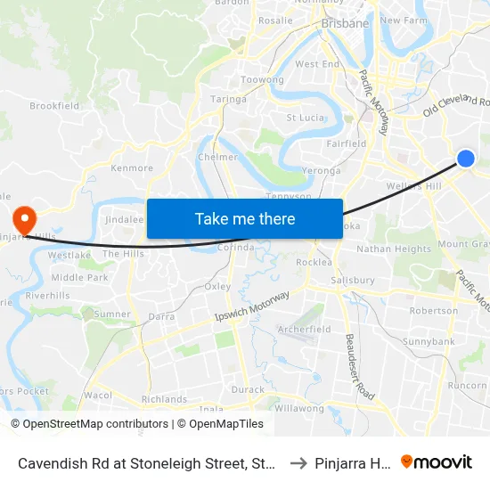 Cavendish Rd at Stoneleigh Street, Stop 38 to Pinjarra Hills map