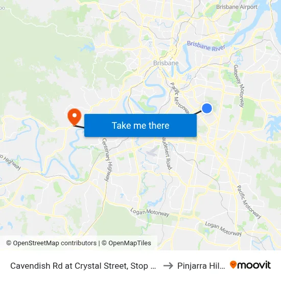 Cavendish Rd at Crystal Street, Stop 50 to Pinjarra Hills map