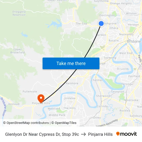 Glenlyon Dr Near Cypress Dr, Stop 39c to Pinjarra Hills map
