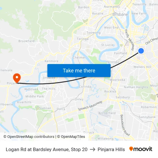 Logan Rd at Bardsley Avenue, Stop 20 to Pinjarra Hills map