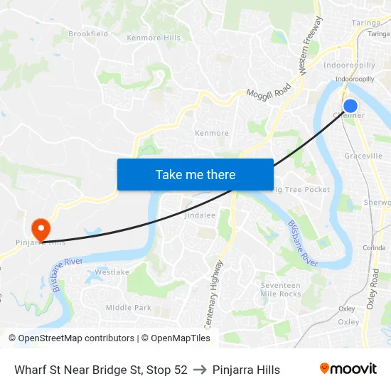Wharf St Near Bridge St, Stop 52 to Pinjarra Hills map