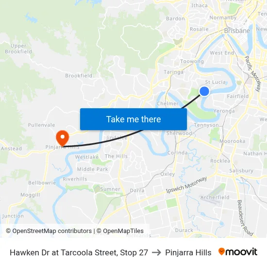 Hawken Dr at Tarcoola Street, Stop 27 to Pinjarra Hills map