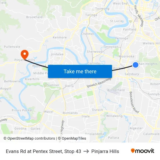 Evans Rd at Pentex Street, Stop 43 to Pinjarra Hills map