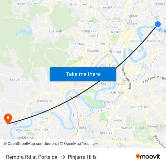 Remora Rd at Portside to Pinjarra Hills map