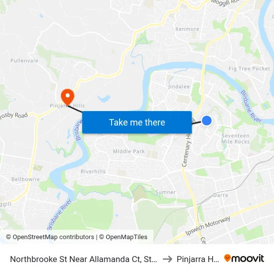 Northbrooke St Near Allamanda Ct, Stop 59 to Pinjarra Hills map
